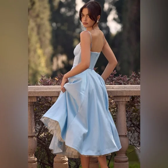 House of CB Mademoiselle Cinderella Blue Tulle Midi Dress Large - Picture 2 of 9